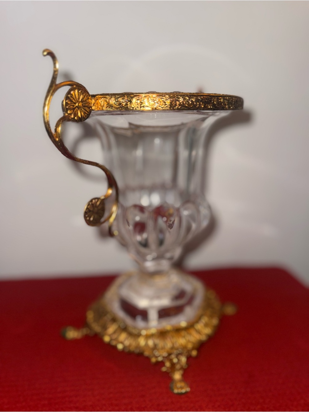 Baccarat style cut crystal bronze mounted French Louis XV style centerpiece
